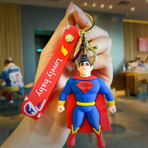 dc superman silicon keychain with bagcharm and strap