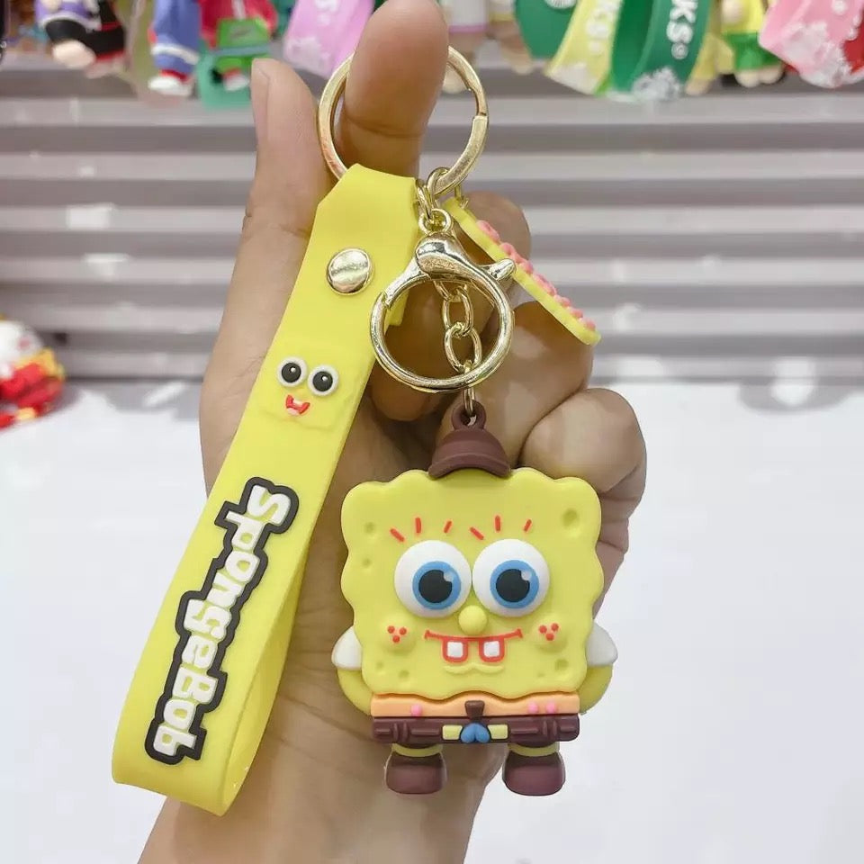 spongebob squarepants 3d silicon keychain with bagcharm and strap spongebob squarepants 3d silicon keychain with bagcharm and strap